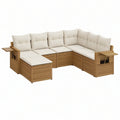 Conjunto modular em L para jardim em madeira maciça de acácia, 280 x 140 x 70 cm, Castanho e Creme
