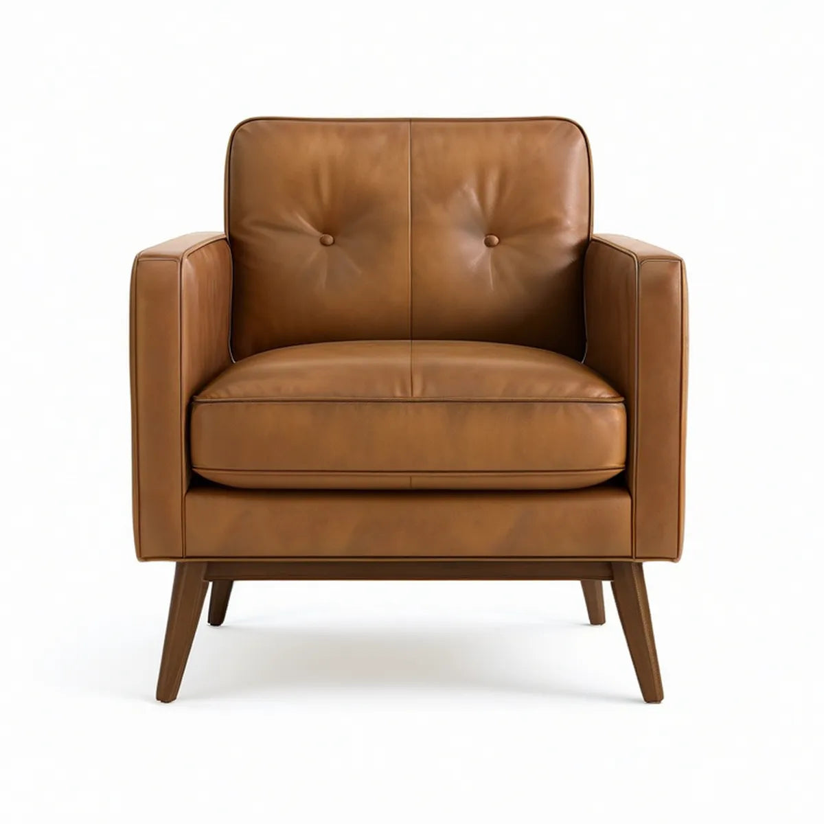 Poltrona individual em couro sintético PU castanho 82 x 82 x 90 cm