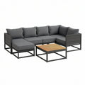 Sofá de Jardim Modular em L com Mesa de Centro 210 x 210 cm em Alumínio e Acácia Antracite