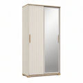 Roupeiro em MDF Branco e Carvalho Claro com 2 Portas e Espelho, 80 x 45 x 180 cm