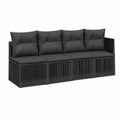 Sofá modular de jardim de 4 lugares em corda PE preta 280 x 70 x 63 cm