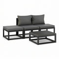 Conjunto modular de exterior em alumínio Preto com almofadas Cinzento-escuro e mesa de centro, 225 x 75 x 65 cm