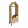 Roupeiro infantil em forma de casa com varão e gaveta, 60 x 45 x 160 cm, Carvalho Natural